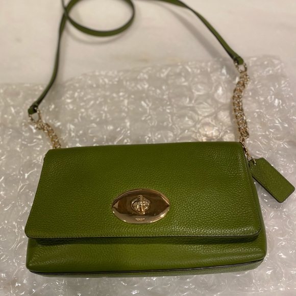 Coach Shoulder Bag Green Leather - Picture 5 of 12
